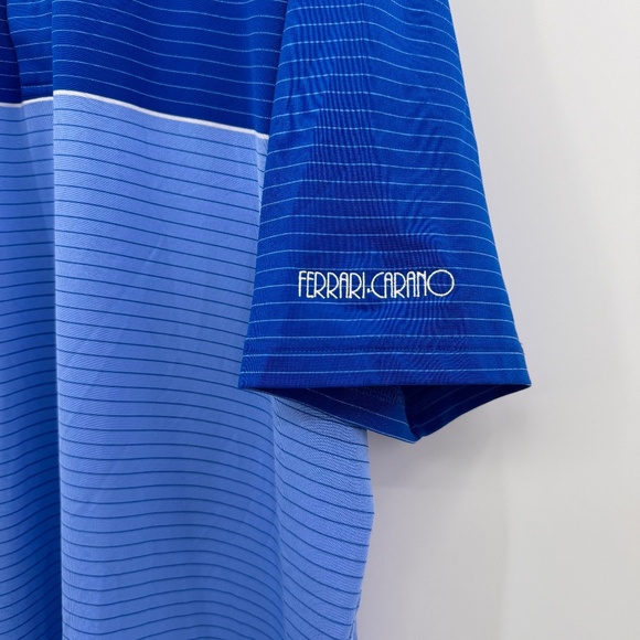 Straight Down Polo Shirt Men XL Blue Golf Performance Stripes Short Sleeves - Picture 3 of 11